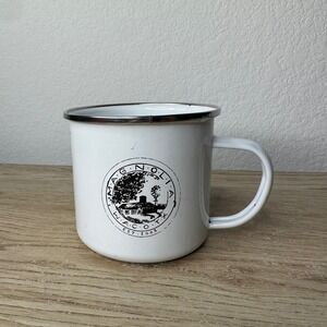 Magnolia Market Waco Texas White Enamelware Metal Coffee Cup Mug Joanna Gaines
